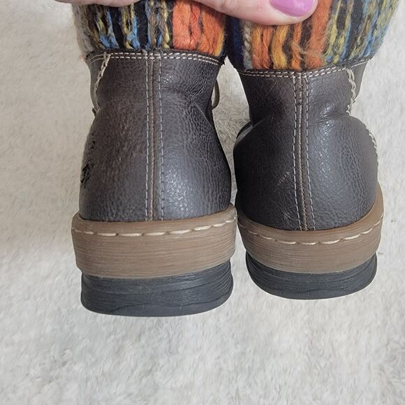 Rieker Felicitas Lace Up Side Zip Combat Boot Brown Multicolor EU 37 US 6-6.5 - Picture 9 of 16